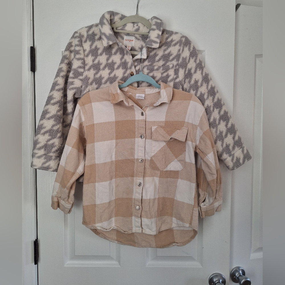 Zara Plaid Shirt And Cat & Jack Tan and White Plaid Button Down Shirt
